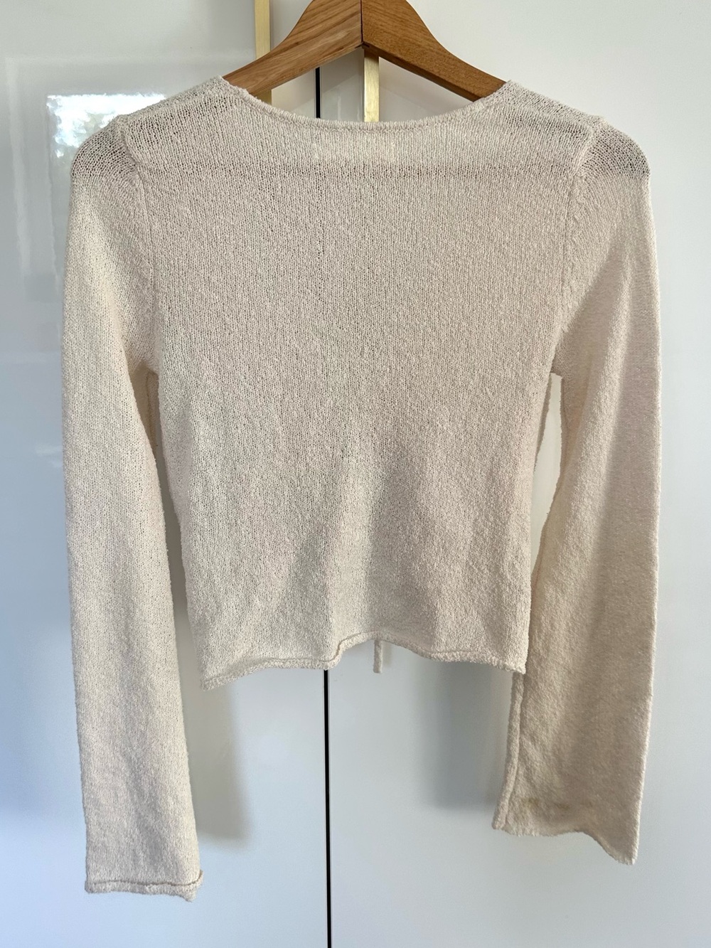 Oak + Fort Cream Ruched Drawstring Knit Top Long Sleeve XS - Picture 2 of 4